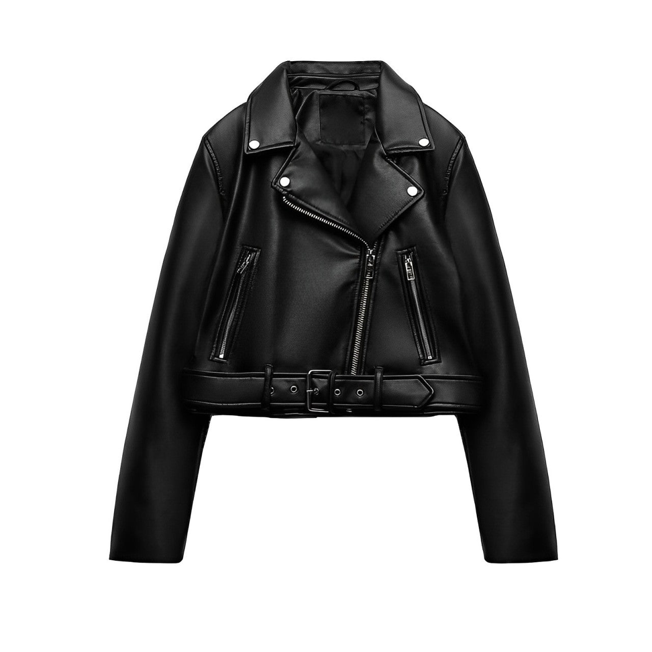 LM | PU jacket with zipper and belt