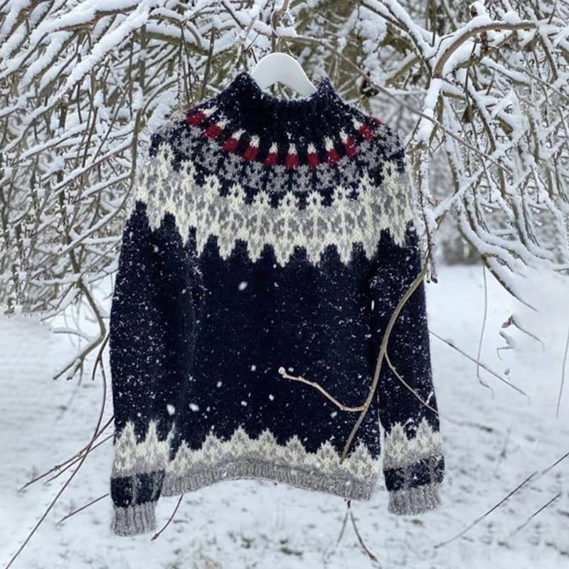 Vintage Beautiful Knit Jacquard Crew Neck Sweater(Unisex) elevenforest