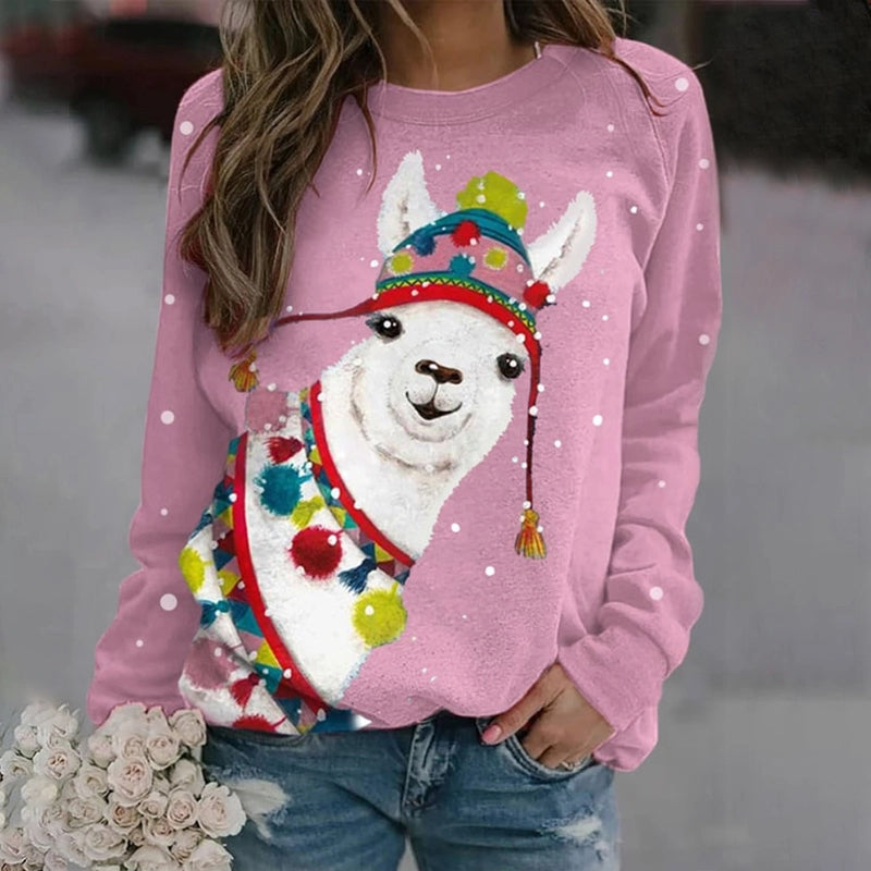 Comstylish Funny Alpaca Print Casual Sweatshirt