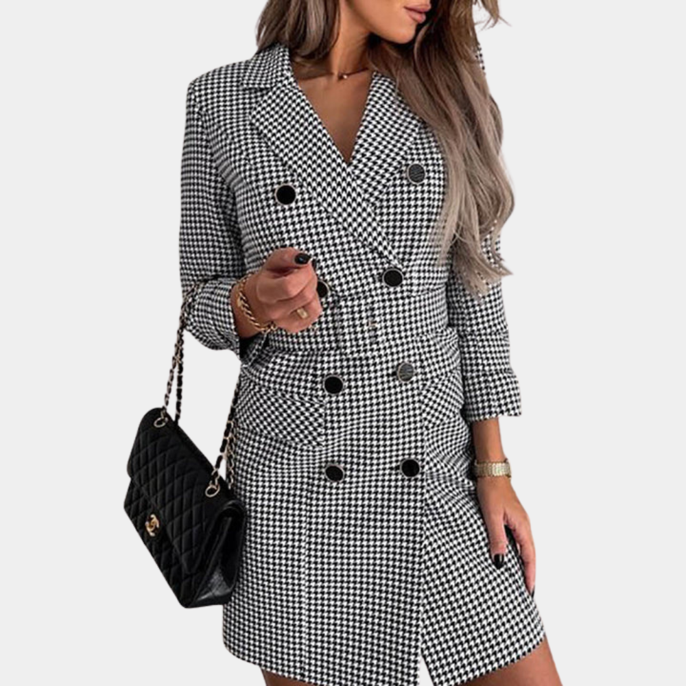 LM | Stylish blazer dress with belt for women