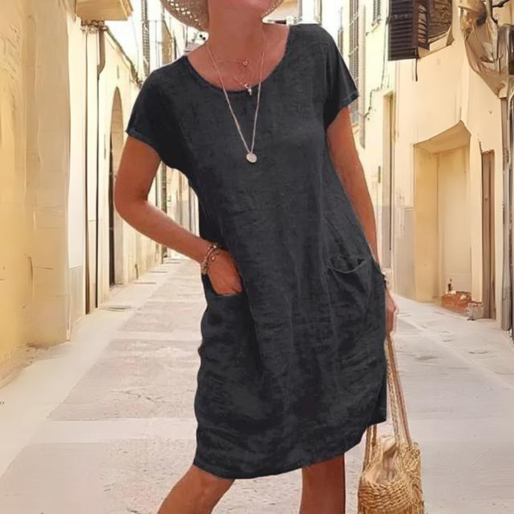 LM | Elegant dress for women with a round neckline
