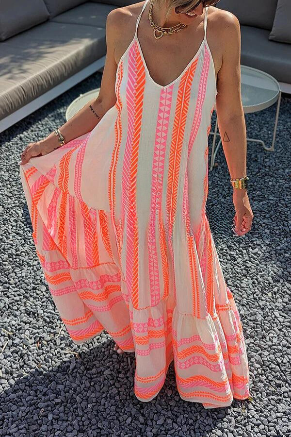LM | Long cami dress with ethnic print