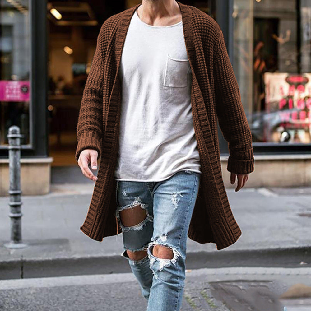 Men's Pure Color Loose Knitted Cardigan elevenforest