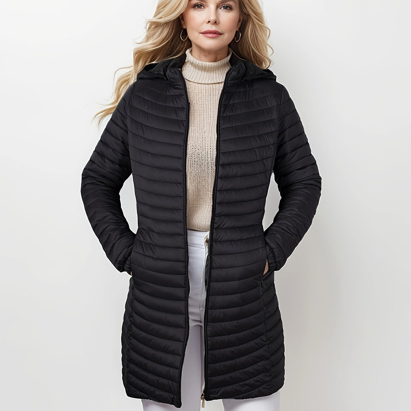 LM | Casual padded jacket with hood and front zipper