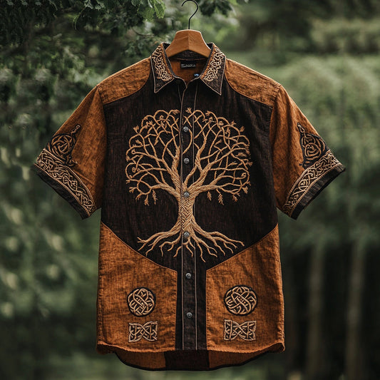 Men's Viking Mythology Tree Of Life  Lapel Shirt artswardrobe
