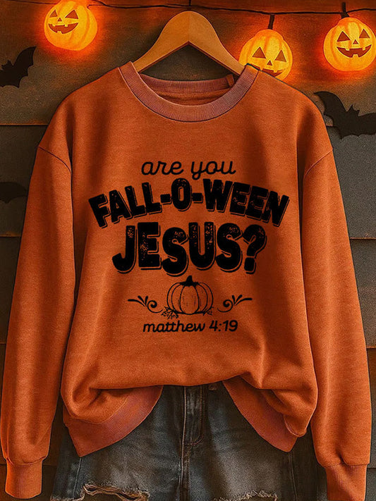 Women's Are You Fall-o-ween Jesus Printed Sweatshirt artswardrobe