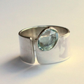 Green Inlaid Crystal Silver Ring