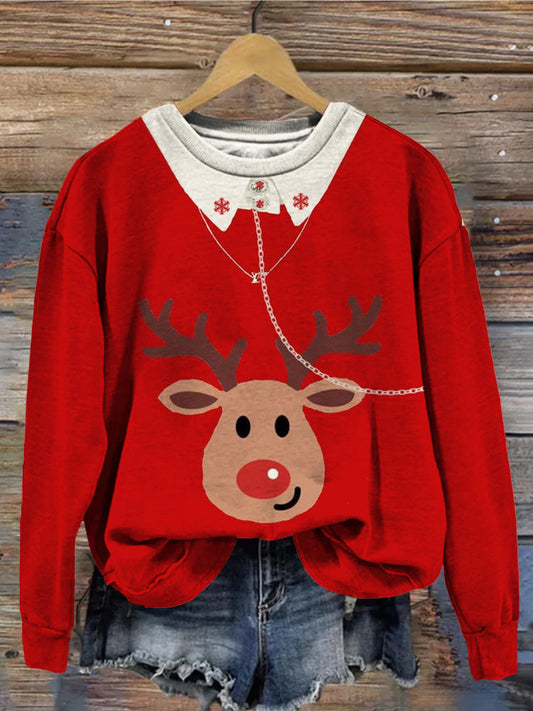 Comstylish Funny Christmas Inspired Pattern Print Vintage Cozy Sweatshirt