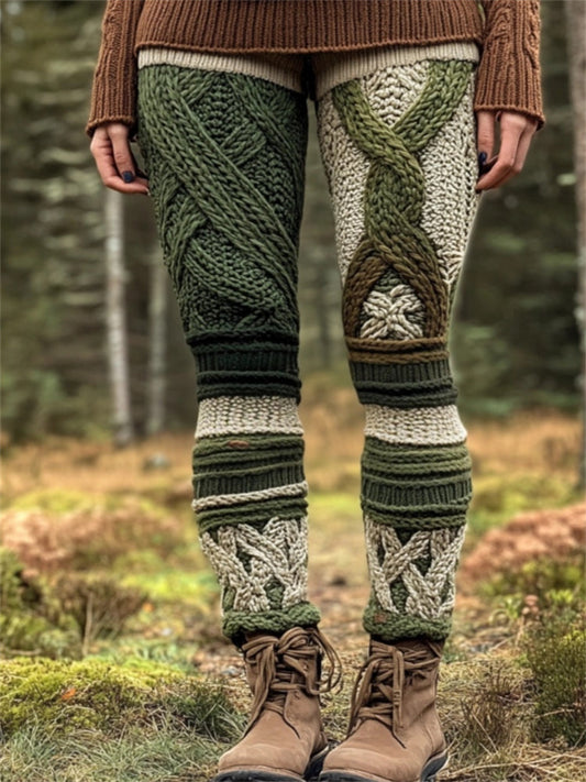 Nature Tree Inspired Gradient Celtic Cozy Knit Leggings elevenforest