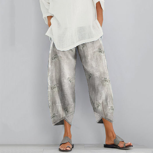 Comstylish Vintage Floral Blended Cotton Loose Casual Pants