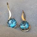 Blue Rounded Gold Earrings