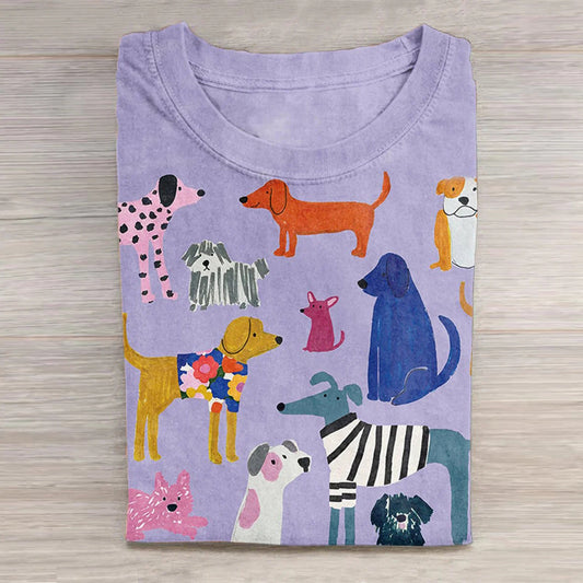 Comstylish Funny Dog Art Print Casual T-Shirt