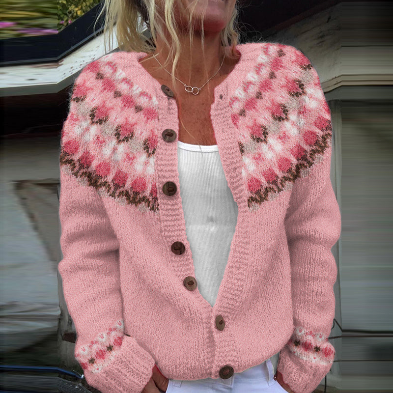 Vintage Fairman Island Floral Pattern Cozy Sweater elevenforest