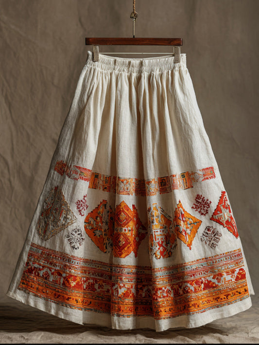 Geometric Floral Skirt artswardrobe