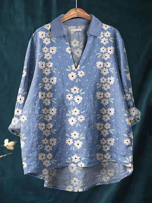 Women's Vintage Floral Print Casual Shirt artswardrobe