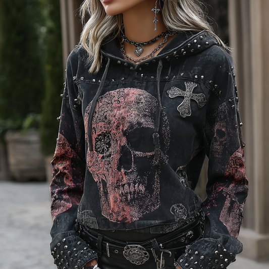 Comstylish Halloween-themed Gothic-style Women's Hooded Sweatshirt