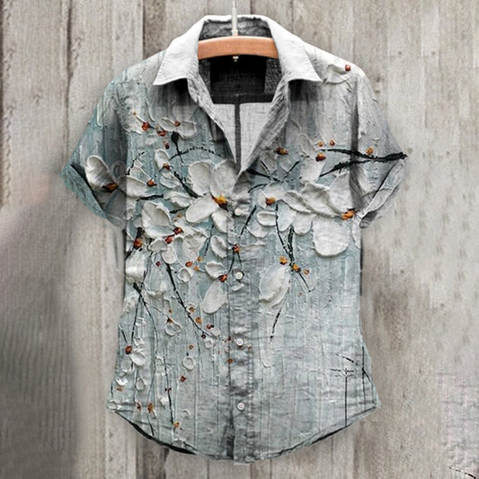 Comstylish Vintage Floral Print Short Sleeve Shirt