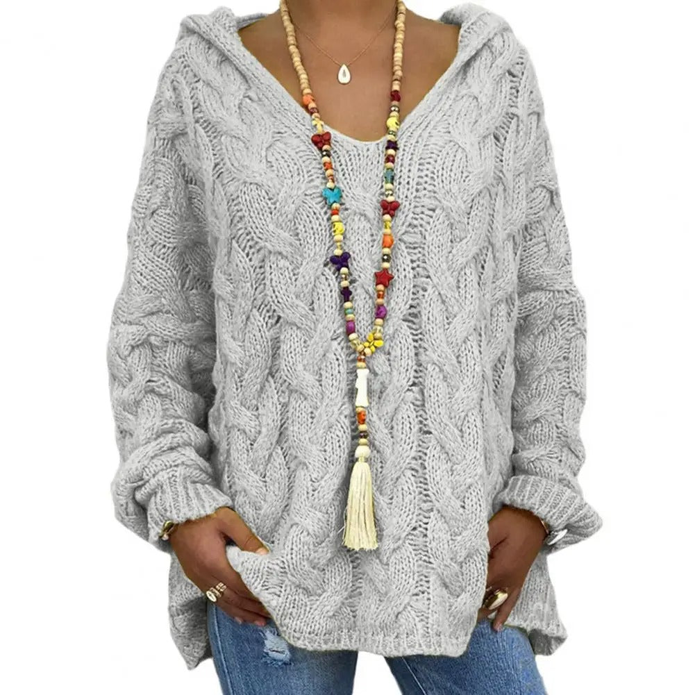 LM | Hooded sweater with V-neck