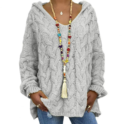 LM | Hooded sweater with V-neck
