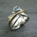 Leaf Spinner Ring With Aquamarine