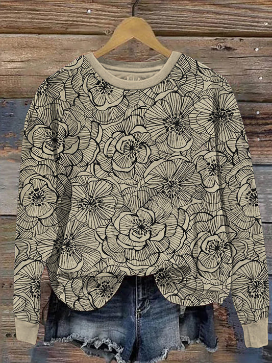 Comstylish Floral Vintage Art Women's Casual Sweatshirt