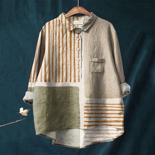 Comstylish Striped Color Block Long Sleeve Shirt