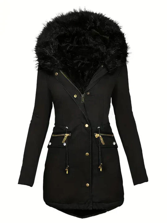 LM | Parka jacket with faux fur hood and drawstring
