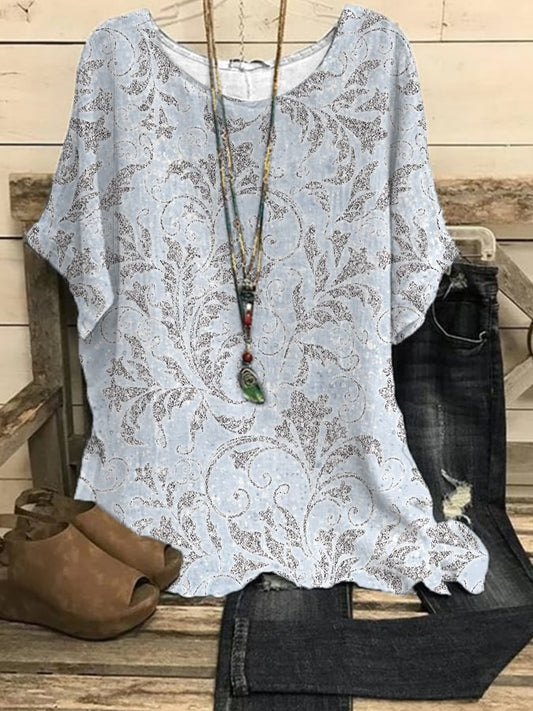 Women's floral short-sleeved top