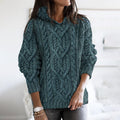 Women's Thick Knitted Hemp Pattern Hooded Sweater elevenforest