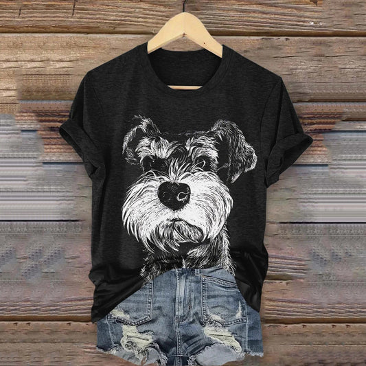 Comstylish Women's Cute Dog Art Print Casual T-shirt