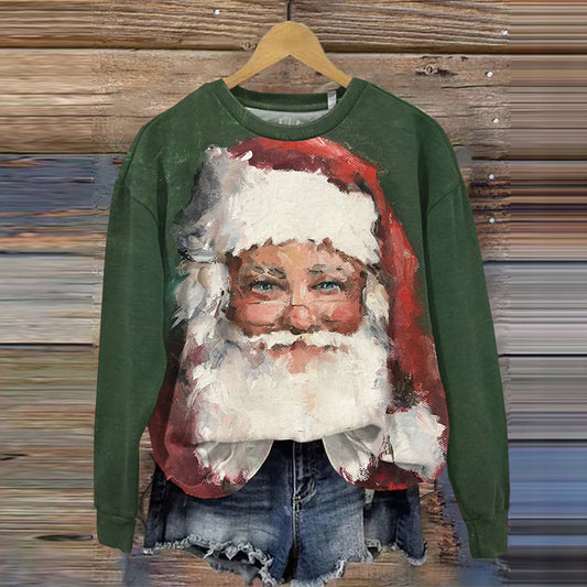 Comstylish Christmas Santa Print Casual Sweatshirt