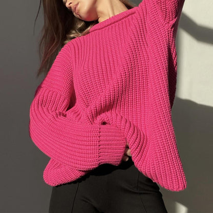 LM | Cozy knitted sweater with a round neckline