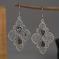 Purple Crystal Mandala Earrings