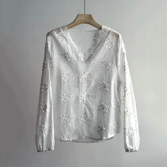 Vintage Floral Lace Embroidered Flowy Linen Tunic artswardrobe