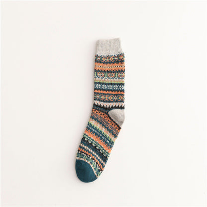 Soft Warm Retro Tribal Color Block Socks elevenforest