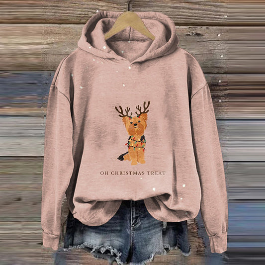 Comstylish Women's Christmas Dog Art Print Casual Sweatshirt
