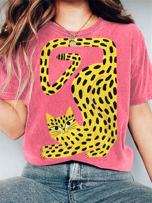 Cute Cat Pattern Short Sleeve T-Shirt elevenforest