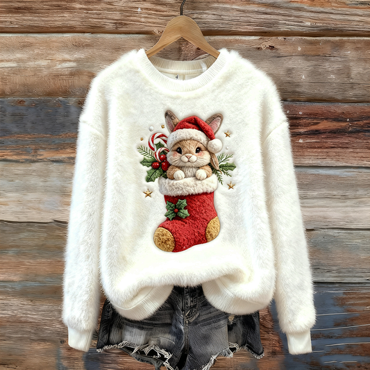Comstylish Women's Christmas Winter Warm Fun Animal Design Flannel Sweatshirt