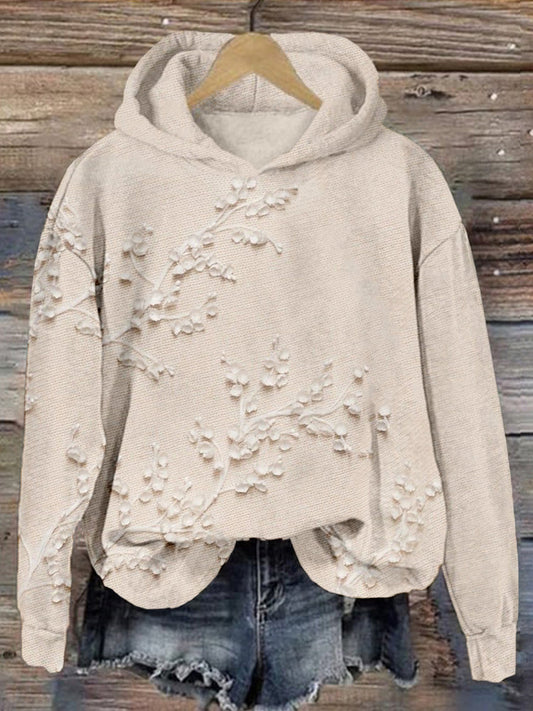 Comstylish Elegant Floral Embroidered Comfy Hoodie
