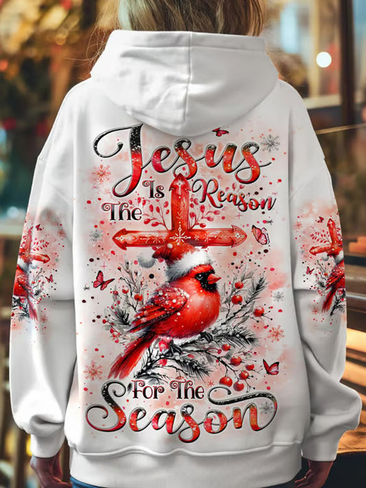 Comstylish Women's Jesus The Reason Cardinal Christmas Printed Hoodie