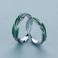 Green Feather Earrings in Silver