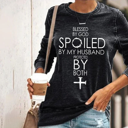 Comstylish Women's Blessed By God Spoiled By My Husband Protected By Both Sweatshirt