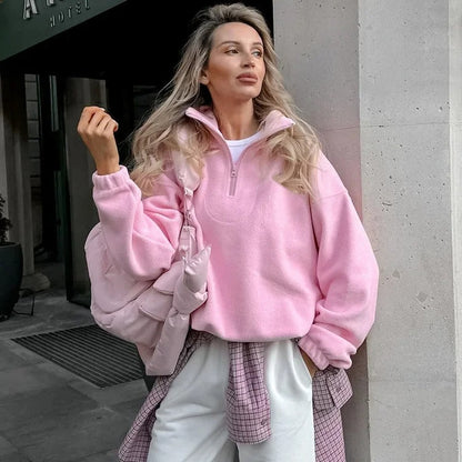 LM | Fleece pullover with half zipper