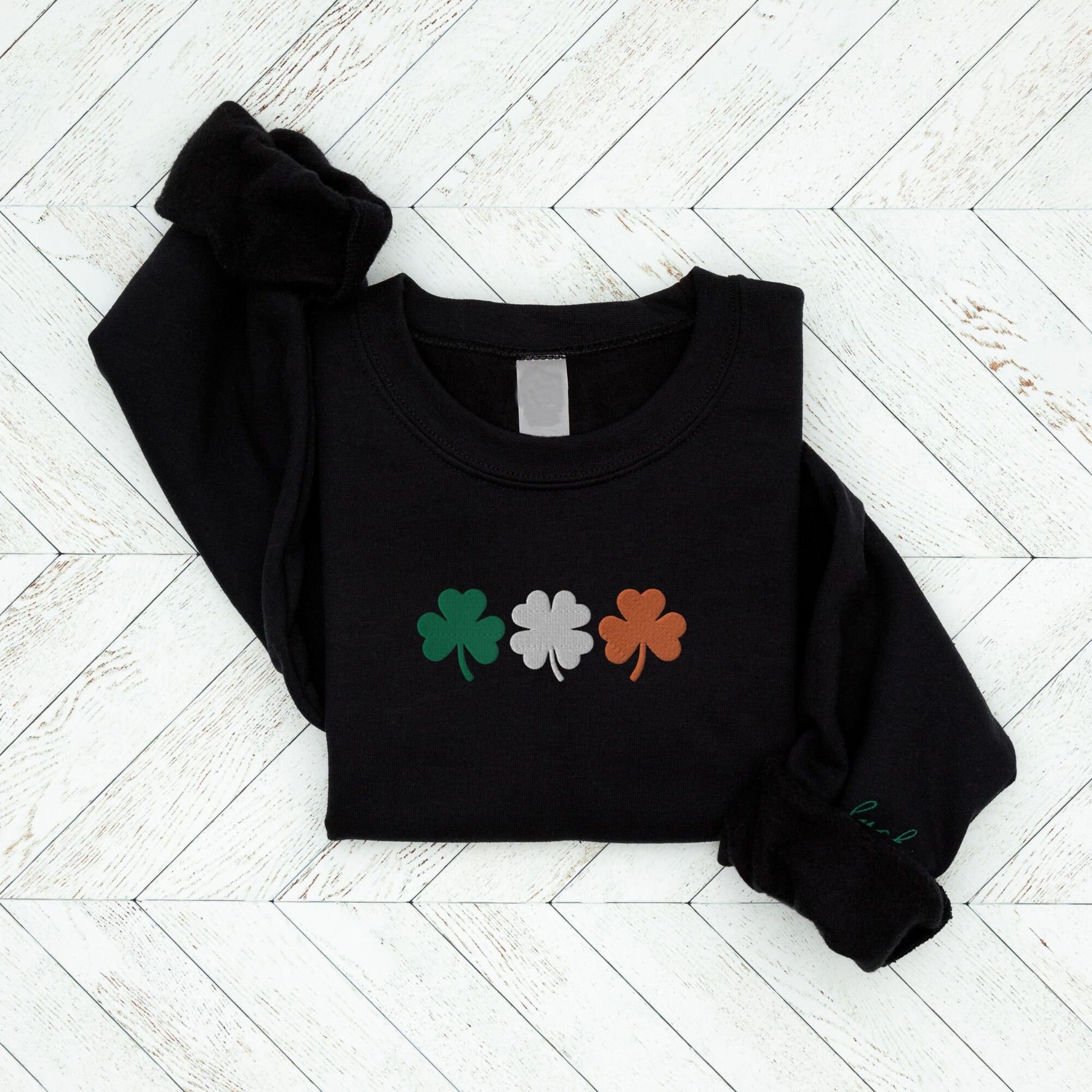 Comstylish Irish St Patricks Lucky Embroidery Vintage Pattern Casual Sweatshirt