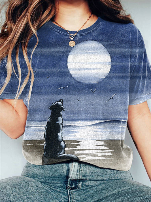 Comstylish Labrador Dog Watercolor Painting Art Print Casual T-shirt