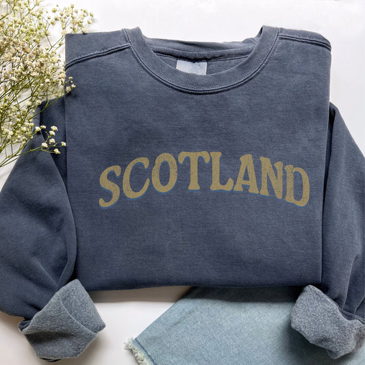 Comstylish Vintage Scotland Print Crew Neck Casual Sweatshirt