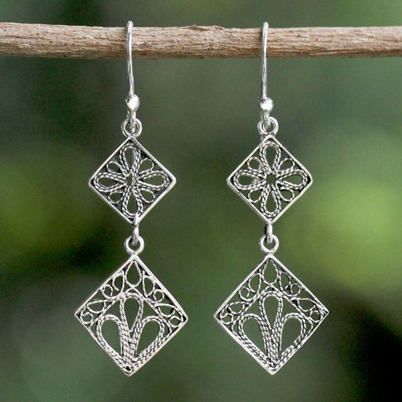 Dangling Mandala Silver Earrings