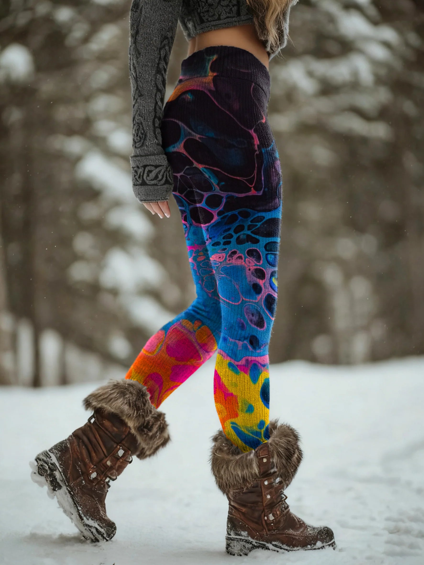 Women's Colorful Art Print Slim-Fit Casual Pants