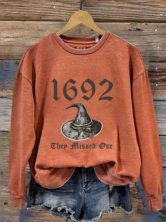 Comstylish Women's Halloween 1692 They Missed One Print Crew Neck Sweatshirt