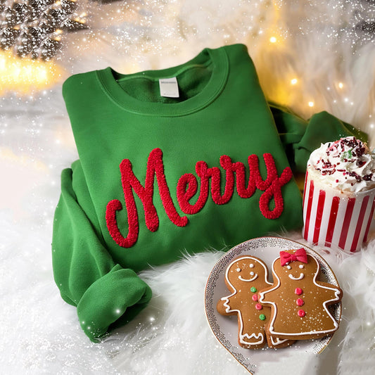 Comstylish Merry Christmas Graphic Casual Crewneck Sweatshirt